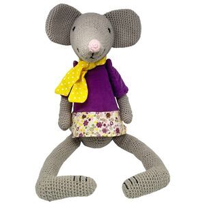 Pottery Barn Kids 16" Knit Crochet Mouse Doll 2008 PBK Plush Stuffed Animal